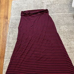 J. Crew Burgundy and Black Striped Maxi Skirt